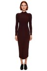 Kadın Dik Yaka Bodycon Kesim Maxi Elbise Polyester Karışımlı Örme Uzun Kollu Kışlık Zarif Tasarım