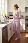 Kadın Lila Yılbaşı Temalı Pamuklu Pijama Takımı Fonksiyonel Dayanıklı Kaliteli Konforlu Şık