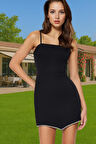 Şık Siyah Mini Abiye Elbise Polyester Karışımlı Dokuma Kumaş Özenle Seçilmiş Günlük Kullanım İçin