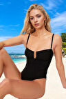 Straplez Mayo Şık Detaylı Esnek Kumaş Ergonomik Kesim Swimsuit Yüzme Mayosu Plaj