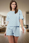 Kadın Kısa Kollu Regular Kalıp Pamuklu Pijama Takımı Uzun Ömürlü Premium Kalite Özel Tasarım