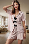 Kadın Viskon Şortlu Pijama Takımı Regular Kalıp Yazlık Özenle Seçilmiş Modern Stil