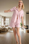 Kadın Pamuklu Kısa Kollu Regular Pijama Takımı Homewear Yazlık Kaliteli İşçilik Günlük Kullanım İçin