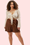 Kadın Büyük Beden Relaxed Kalıp Kısa Örme Şort Günlük Kombinler Yaz Aylarının Vazgeçilmezi