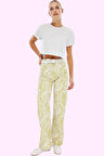 Kadın Yüksek Bel Geniş Paça Pamuklu Desenli Pantolon Yaz Aylarının Vazgeçilmezi Günlük Kullanım
