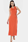 A Kesim Yazlık Midi Elbise Astarlı Dokuma Polyester Dayanıklı Malzeme Özel Tasarım Konforlu
