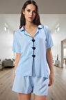 Kadın Viskoz Pijama Takımı Kalpli Detaylar İle Rahat Uyku Konforlu Kesim Kullanım Özel Tasarım