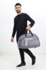 Gri Spor ve Seyahat Çantası – Ayakkabı Bölmeli, Su Geçirmez, Omuz Askılı Antrenman Çantası