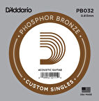 DADDARIO PB032 AKUSTİK TEK TEL, PHOSPHOR BRONZE WOUND, D-(RE)