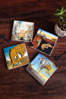 Dalí Belleğin Azmi, Arzunun Gizemi, Antonius, Amerika’nın Keşfi Taş Bardak Altlığı Masaüstü Koruyucu Altlık 4 Parça Set 10x10cm Stone Coasters