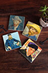 Van Gogh Otoportre Taş Bardak Altlığı Masaüstü Koruyucu Altlık 4 Parça Set 10x10cm Stone Coasters