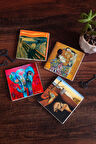 Salvador Dalí Belleğin Azmi, Fil, Çığlık, Gustav Klimt Aile Kucaklama Taş Bardak Altlığı Masaüstü Koruyucu Altlık 4 Parça Set 10x10cm Stone Coasters