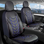 Peugeot 206 Lüx Deri Oto Koltuk Kılıfı Ön Arka Takım Classy Serisi MAVİ SİYAH