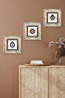 Nazar Taş Duvar Tablosu Çerçeveli Duvar Dekoru 3 Parça Tablo Seti Wall Art