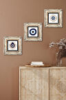 Nazar Taş Duvar Tablosu Çerçeveli Duvar Dekoru 3 Parça Tablo Seti Wall Art
