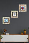Nazar Taş Duvar Tablosu Çerçeveli Duvar Dekoru 3 Parça Tablo Seti Wall Art
