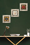 Allah Lafzı, Nazar Boncuğu, Bereket Duası Taş Duvar Tablosu Çerçeveli Duvar Dekoru 3 Parça Tablo Seti Wall Art