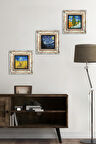 Van Gogh Taş Duvar Tablosu Çerçeveli Duvar Dekoru 3 Parça Tablo Seti Wall Art