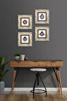 Nazar Taş Duvar Tablosu Çerçeveli Duvar Dekoru 4 Parça Tablo Seti Wall Art