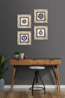 Nazar Taş Duvar Tablosu Çerçeveli Duvar Dekoru 4 Parça Tablo Seti Wall Art