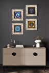 Nazar Taş Duvar Tablosu Çerçeveli Duvar Dekoru 4 Parça Tablo Seti Wall Art