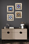 Nazar Taş Duvar Tablosu Çerçeveli Duvar Dekoru 4 Parça Tablo Seti Wall Art