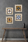 Nazar Taş Duvar Tablosu Çerçeveli Duvar Dekoru 4 Parça Tablo Seti Wall Art