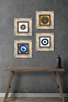 Nazar Taş Duvar Tablosu Çerçeveli Duvar Dekoru 4 Parça Tablo Seti Wall Art