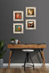 Salvador Dalí, Picasso, Van Gogh, Gustav Klimt Taş Duvar Tablosu Çerçeveli Duvar Dekoru 4 Parça Tablo Seti Wall Art