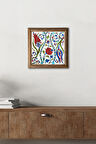 Çini Sanatı Lale Taş Duvar Tablosu Ahşap Çerçeveli Duvar Dekoru Wall Art 25x25cm
