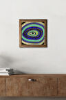 Nazar Göz Taş Duvar Tablosu Ahşap Çerçeveli Duvar Dekoru Wall Art 25x25cm