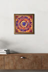Mandala Taş Duvar Tablosu Ahşap Çerçeveli Duvar Dekoru Wall Art 25x25cm