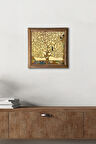 Gustav Klimt Hayat Ağacı Taş Duvar Tablosu Ahşap Çerçeveli Duvar Dekoru Wall Art 25x25cm
