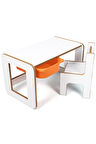 Çocuk Oyun, Aktivite ve Etkinlik Masası, Beyaz-Turuncu, 18mm 1. Sınıf MDF