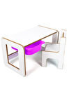 Çocuk Oyun, Aktivite ve Etkinlik Masası, Beyaz-Lila, 18mm 1.Sınıf MDF