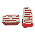 Universal Otomatik Metal Pedal Seti 2 Parça Krom Kırmızı