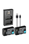 LP-E6 İkili USB Şarj Cihazı ve İkili Batarya Kit (Canon İçin)