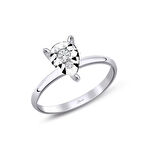 İki Taşlı Lazerli Damla Pırlanta Yüzük