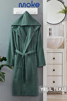 PERA Yeşil Pamuklu Kapşonlu Bornoz
