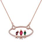 925 Ayar Gümüş Zirkon Taşlı 3 Kuş Kolye