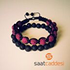 Mor Lav Doğal Taş Bileklik Seti