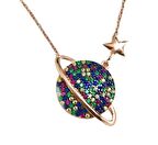 925 Ayar Gümüş Renkli Zirkon Taşlı Gezegen Kolye