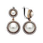 925 Ayar Gümüş Zirkon Taşlı İnci Küpe