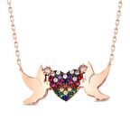 925 Ayar Gümüş Aşıklar Çifte Kumru Kuş Kolye