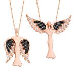 Gümüş Rose Kaplama Melek Kanatlarımın Altında Gümüş Kolye