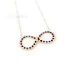 925 Ayar Gümüş Rose Siyah Beyaz Zirkon Taşlı Sonsuzluk Kolye