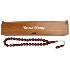 İsme Özel Kutusunda 33 'lü Doğal Şimşir Bordo Tesbih