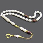 Altın Kaplama Ayyıldız Püsküllü Gümüş Kemik Tesbih