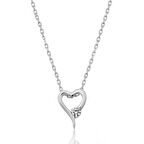 925 Ayar Gümüş Swarovski Tek Taş Kalp Kolye Sertifikalı Karekod