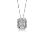 Pigado 925 Ayar Gümüş Zirkon Taşlı Baget Kolye